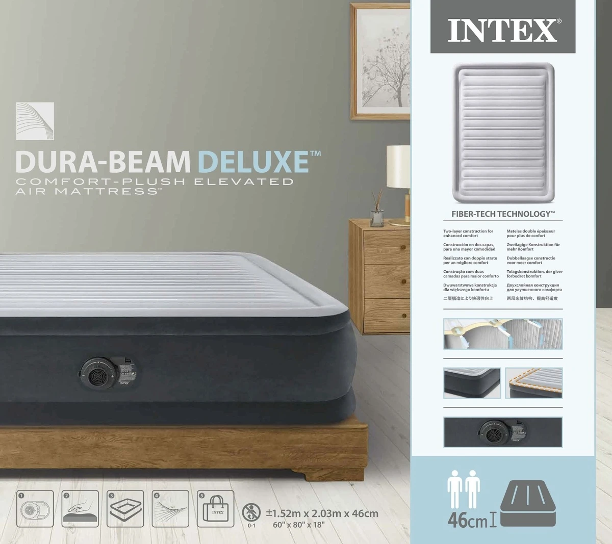 Intex Comfort Plush Hoog Luchtbed - Queensize (152 Cm) 14 Intex Comfort Plush Hoog Luchtbed - Queensize (152 Cm) - Afbeelding 12