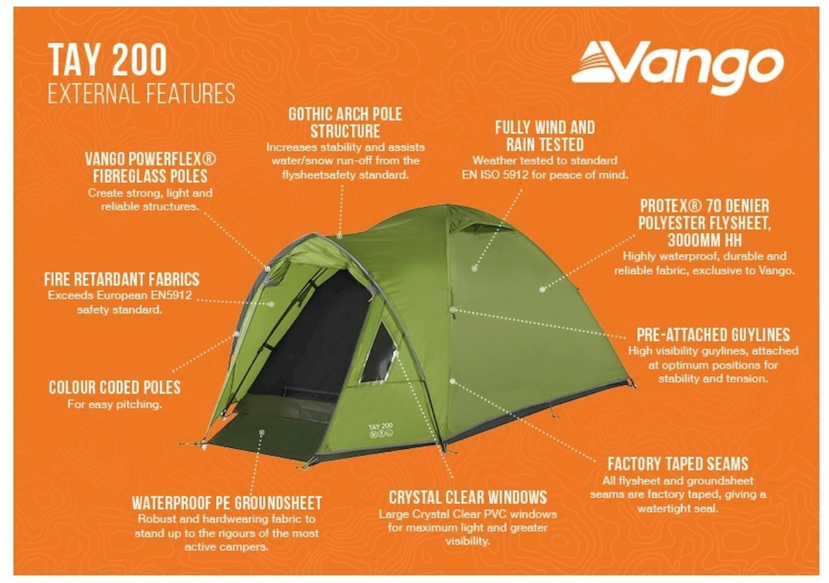 Vango Tay 200 Koepeltent - 2 Persoons - Groen 10 Vango Tay 200 Koepeltent - 2 Persoons - Groen - Afbeelding 8