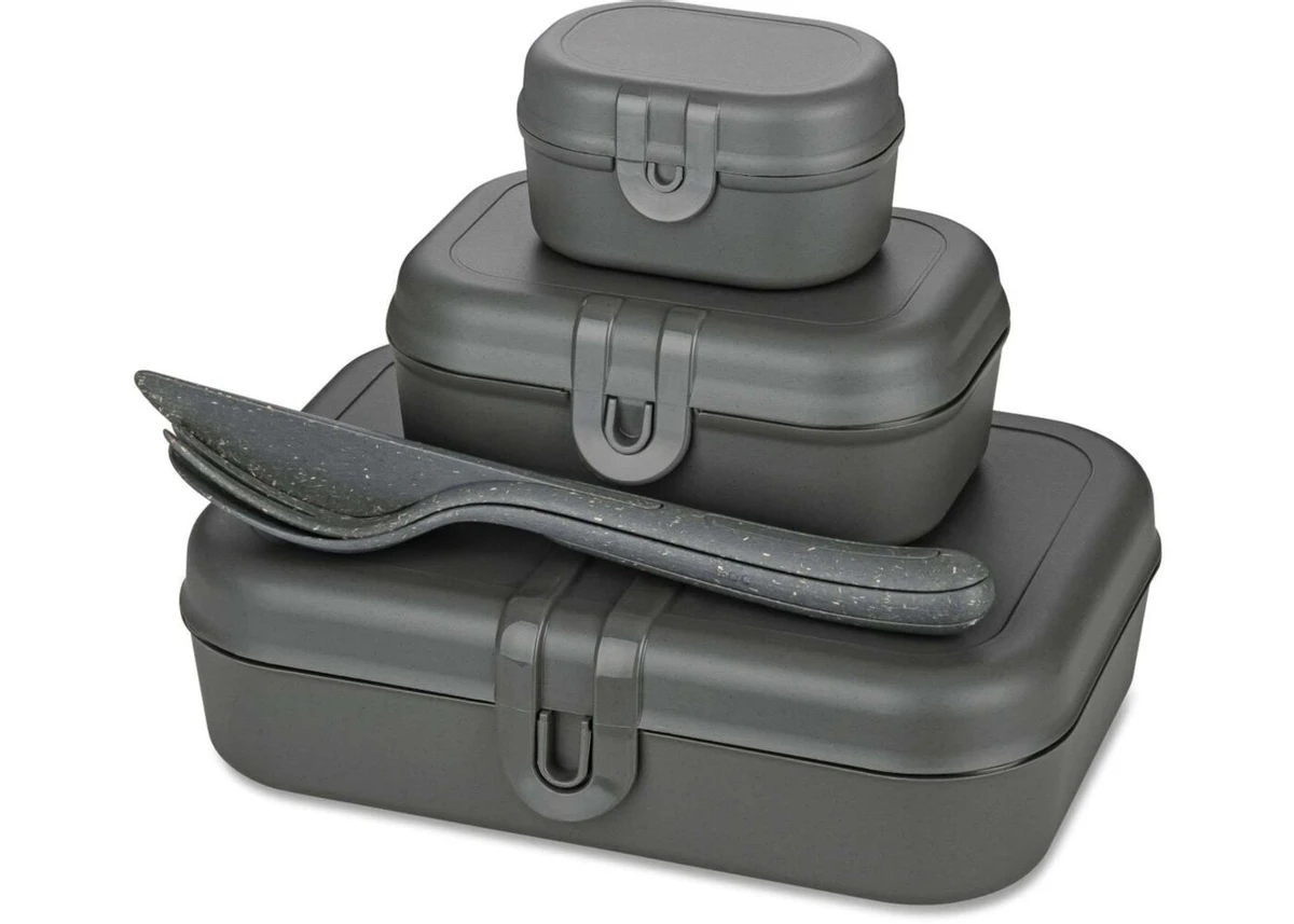 Koziol Bio-Circulair Pascal Ready Lunchbox En Bestekset - 6-delig - Grijs